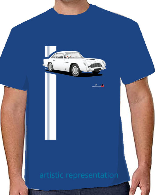 Aston Martin DB5 in white on blue T Shirt