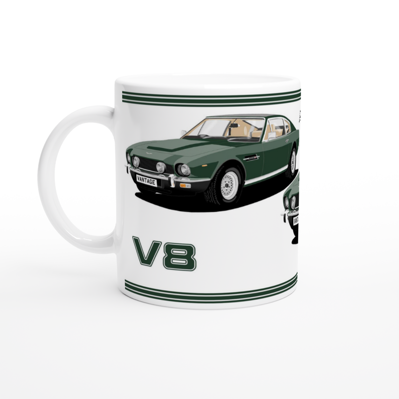 Aston Martin V8 Vantage in Green  Art  Mug