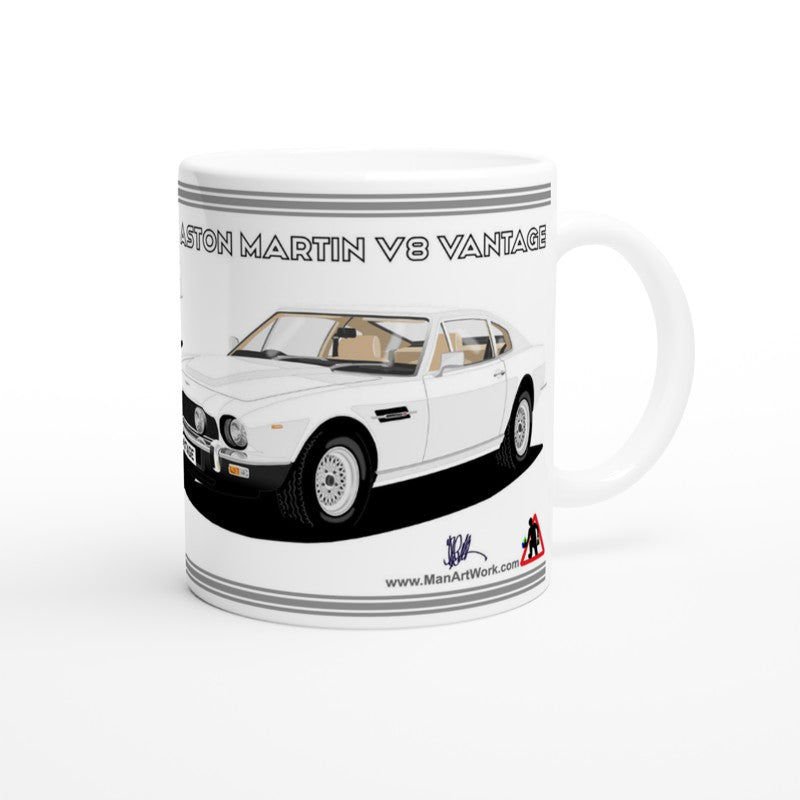 Aston Martin V8 Vantage in White Art  Mug