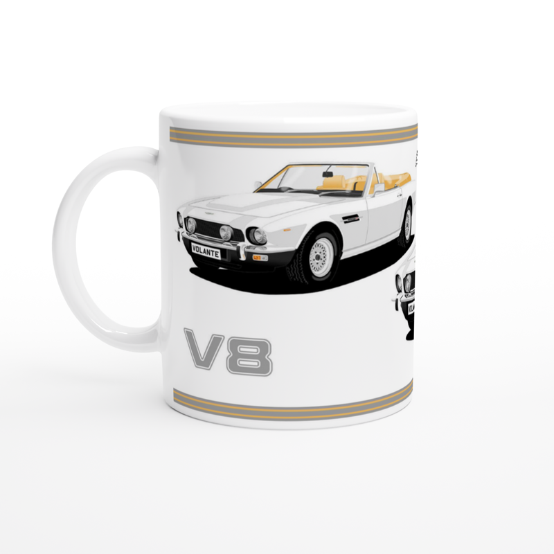 Aston Martin V8 Vantage Volante in White Art Mug