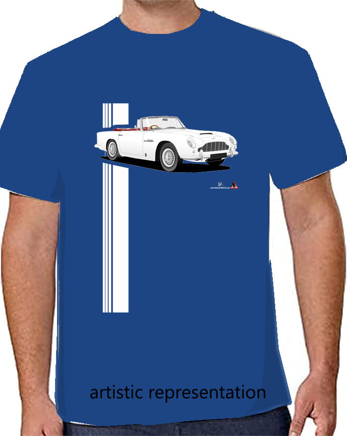 Aston Martin DB5 Volante in white on blue T Shirt