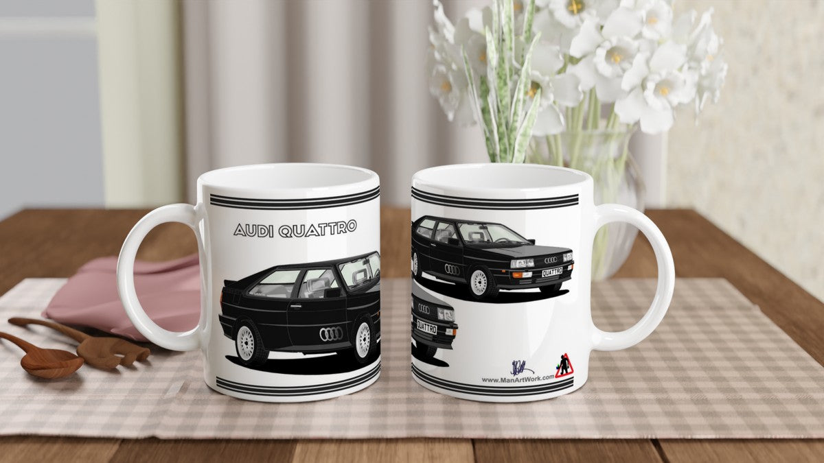 Audi Quattro in Black Art Car Mug