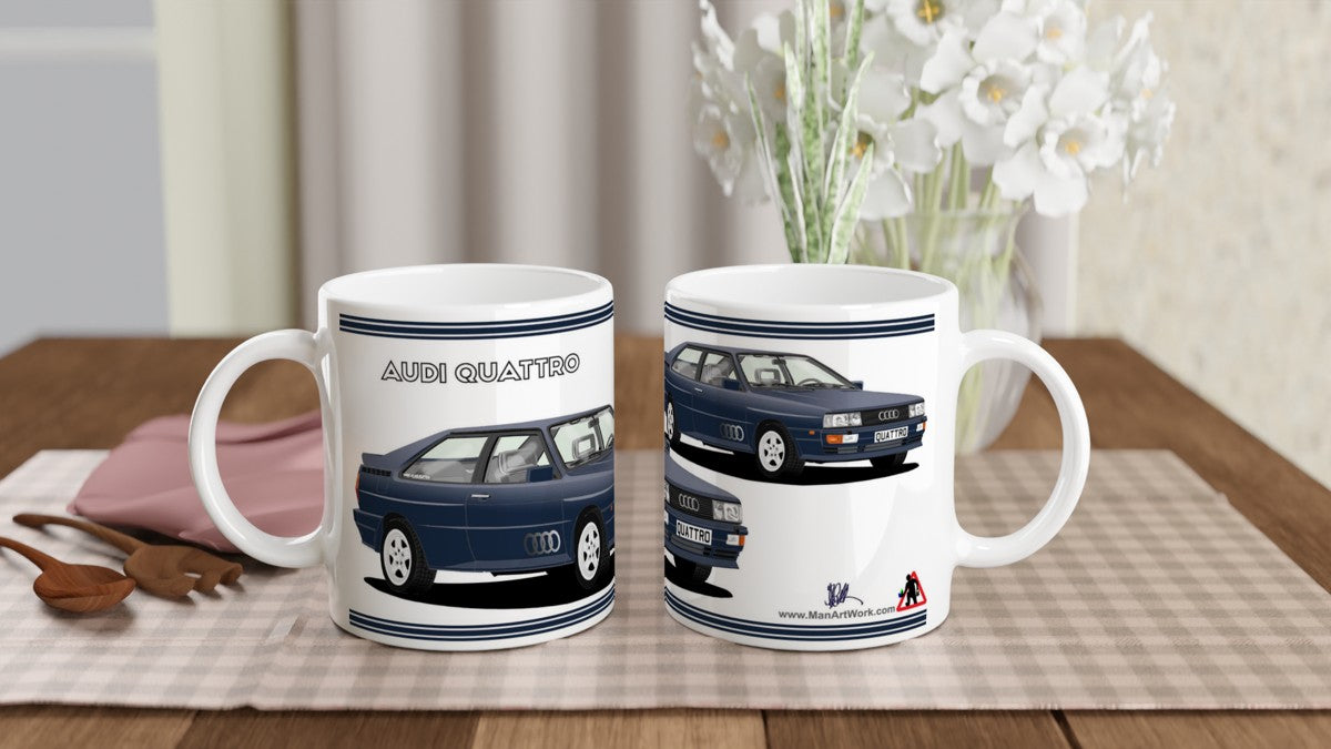 Audi Quattro in Blue Art Car Mug