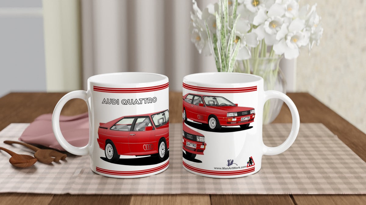 Audi Quattro in Red Art Car Mug