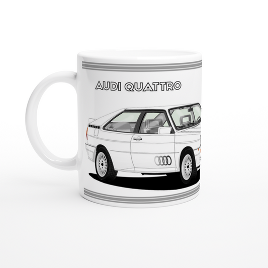 Audi Quattro in White Art Car Mug