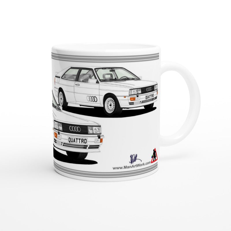 Audi Quattro in White Art Car Mug