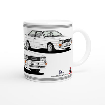 Audi Quattro in White Art Car Mug