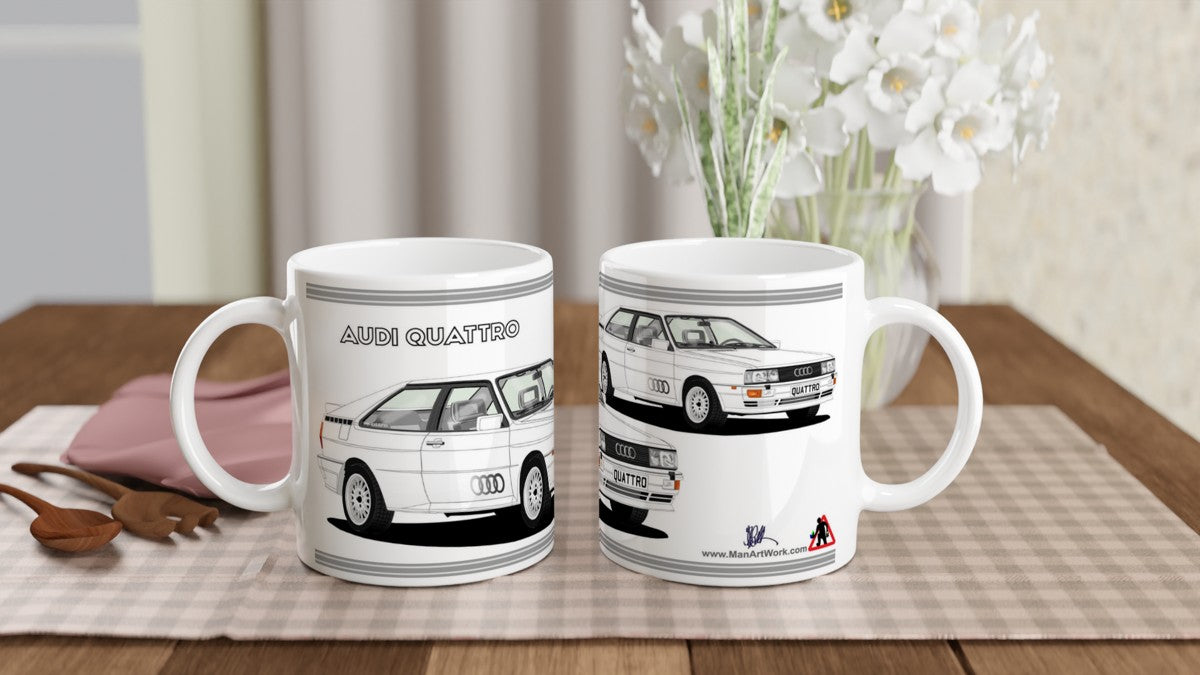 Audi Quattro in White Art Car Mug