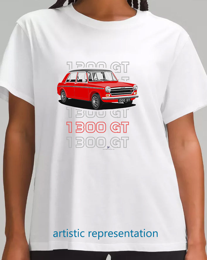 Austin 1300GT in Red T Shirt (Words) Ladies