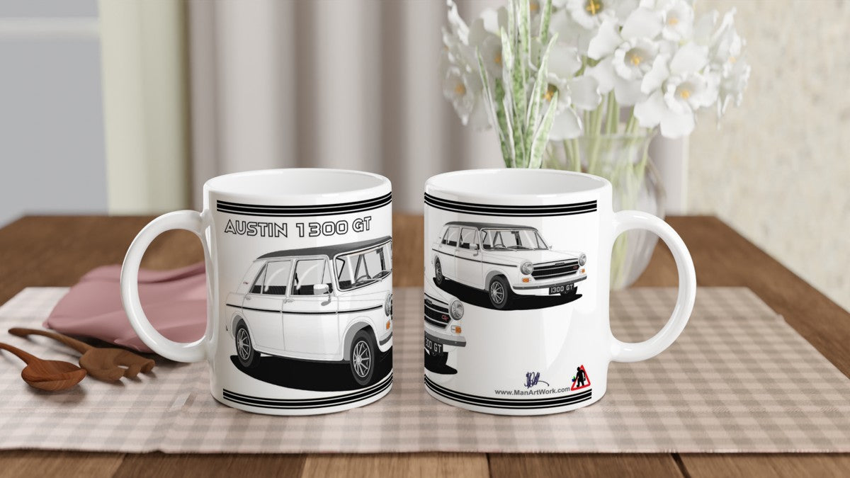 Austin 1300 GT in White Art Mug