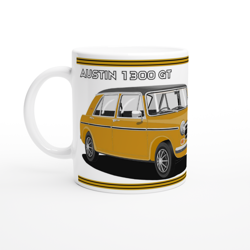 Austin 1300 GT in Mustard Yellow Art Mug