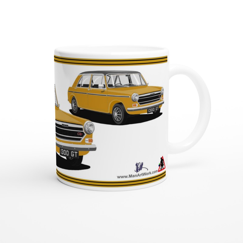 Austin 1300 GT in Mustard Yellow Art Mug