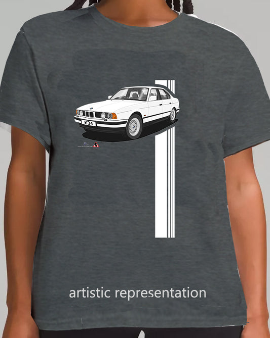 BMW 5 Series E34 in White T Shirt