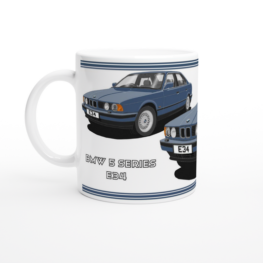 BMW 5 Series E34 in Blue Art Mug