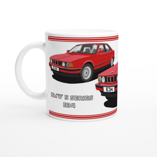 BMW 5 Series E34 in Red Art Mug