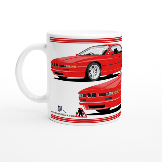 BMW 8 Series (E31) in Red Art Mug