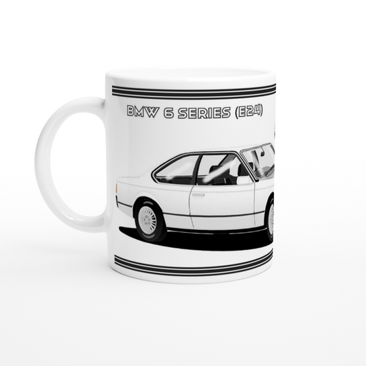 BMW 6 Series (E24) in White Art Mug