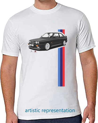 BMW E30 M3 T Shirt (Black Car)