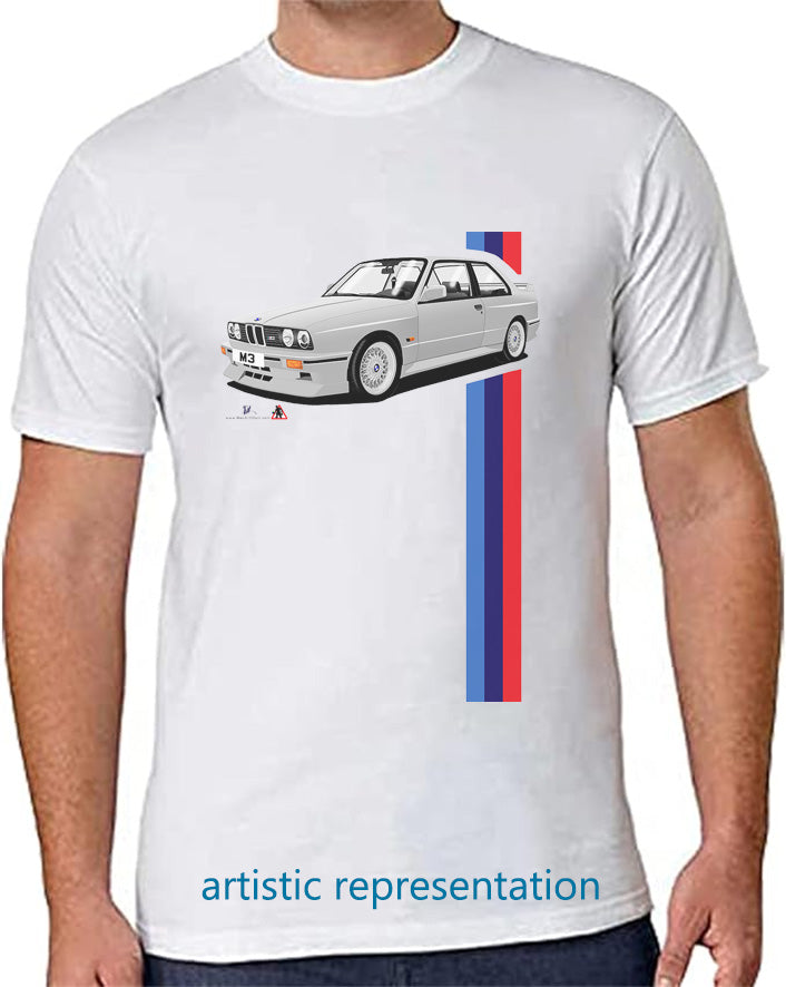 BMW E30 M3 T Shirt (Silver Car)