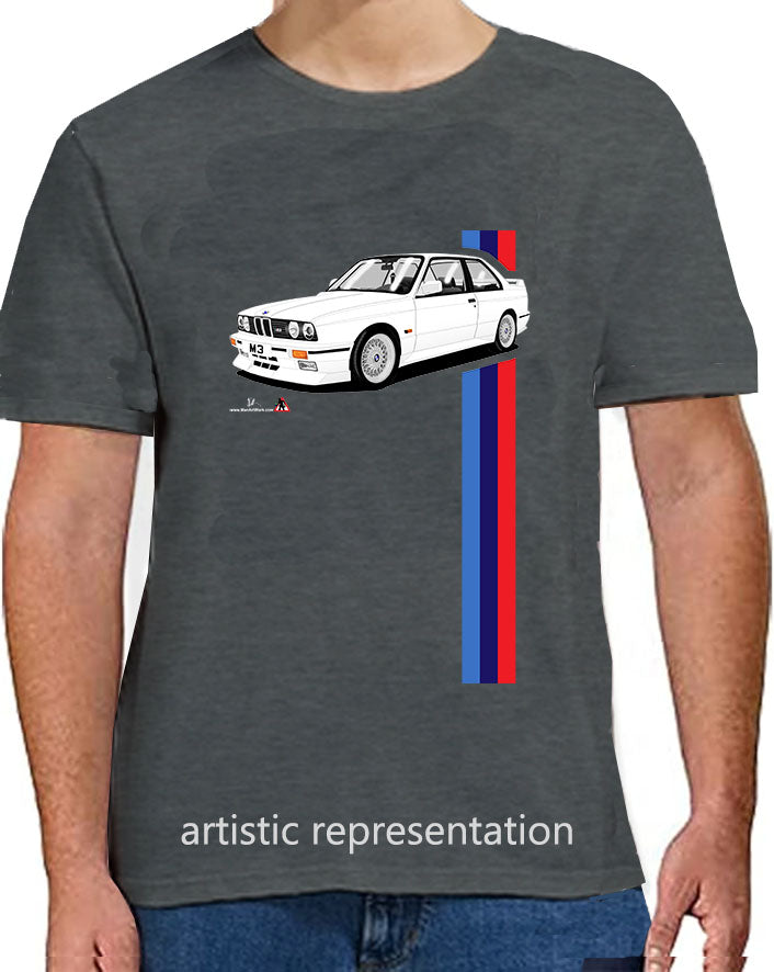 BMW E30 M3 T Shirt (White Car)