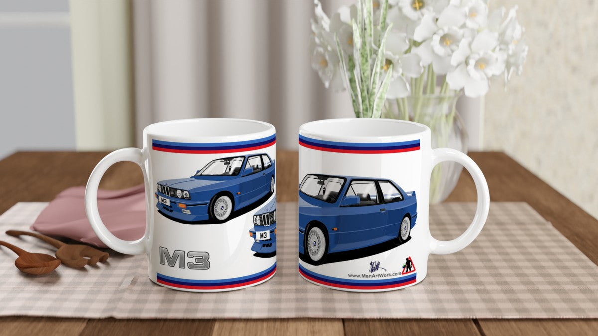 BMW E30 M3 in Blue Art Mug