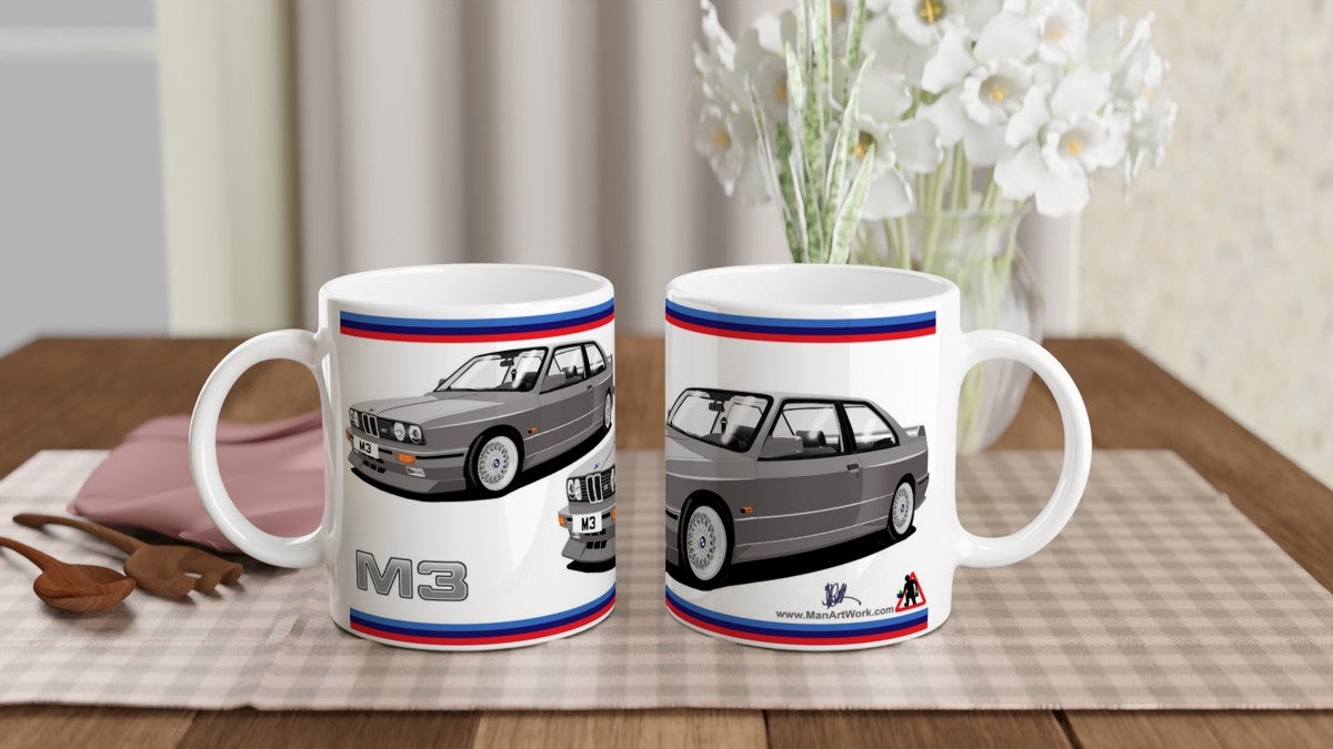 BMW E30 M3 in Gray Art Mug