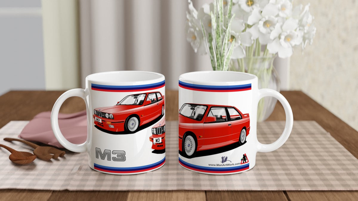 BMW E30 M3 in Red Art Mug