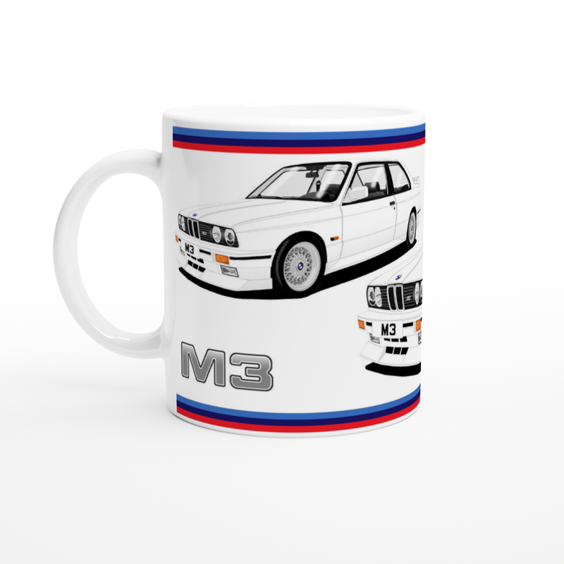 BMW E30 M3 in White Art Mug