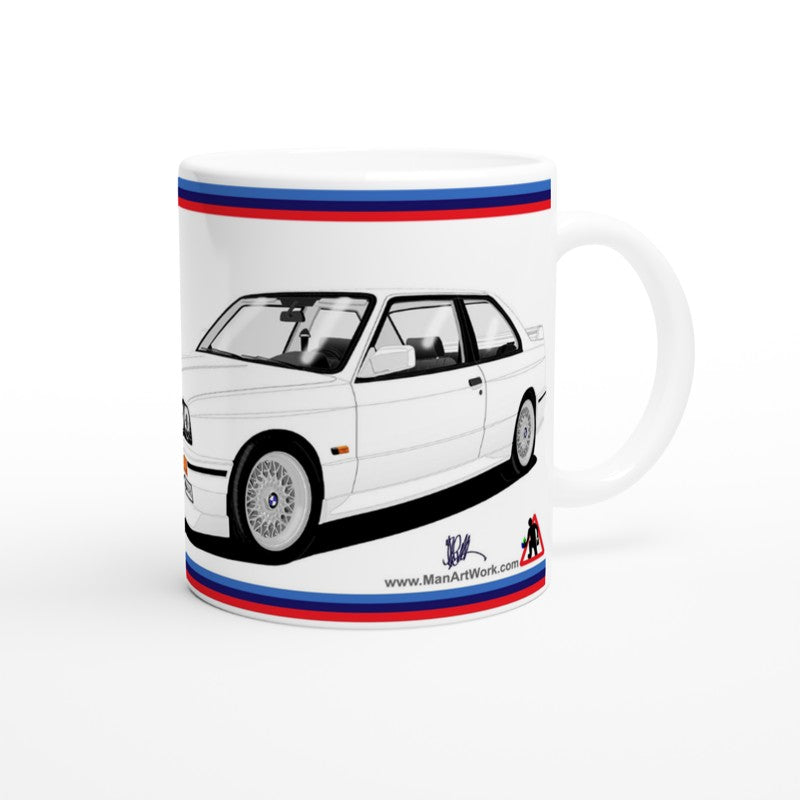 BMW E30 M3 in White Art Mug