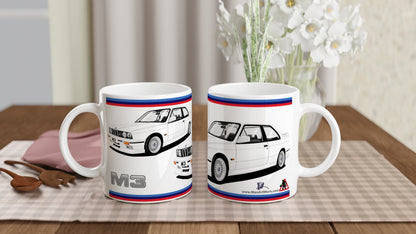 BMW E30 M3 in White Art Mug