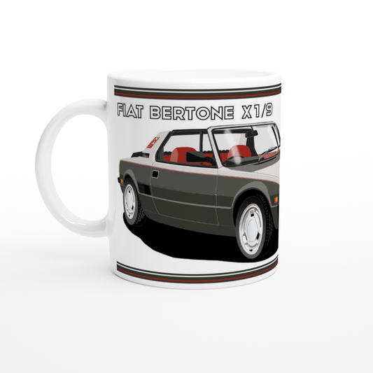 Fiat X19 Bertone Silver over Grey Art Mug