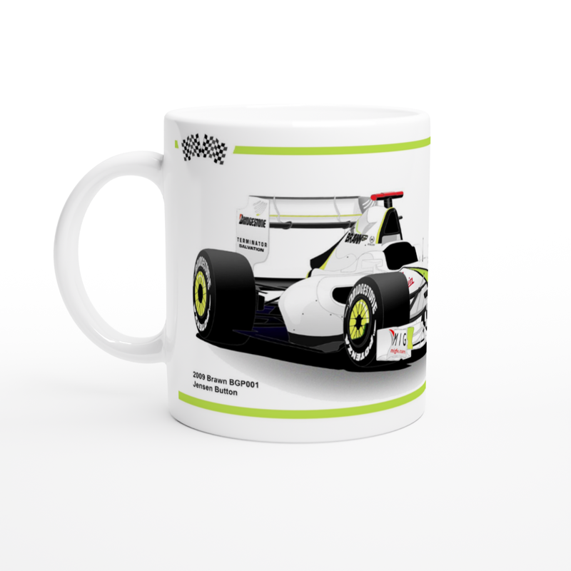 Brawn BGP001 F1 Motor Racing Art Mug