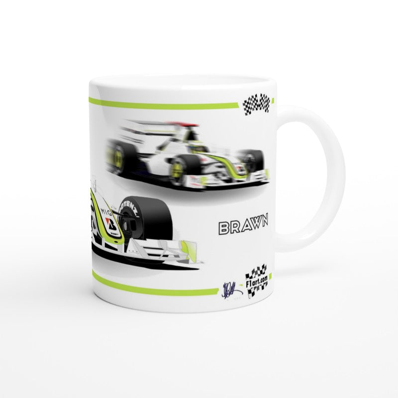 Brawn BGP001 F1 Motor Racing Art Mug