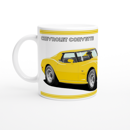 Chevrolet Corvette C3 in Yellow Art Mug