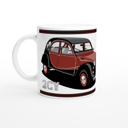 Citroen 2CV in Charleston in Burgundy Art Mug