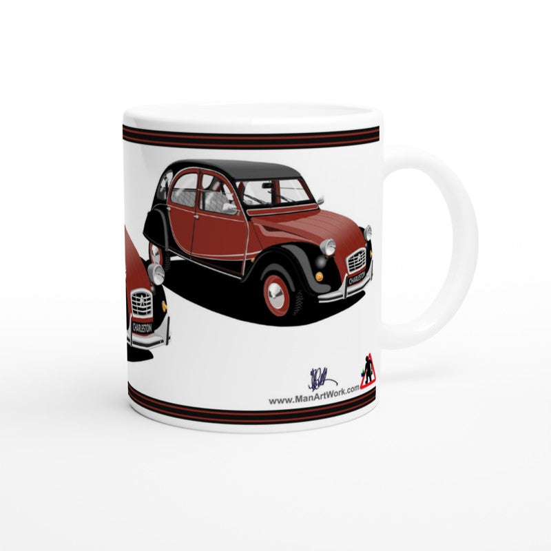 Citroen 2CV in Charleston in Burgundy Art Mug