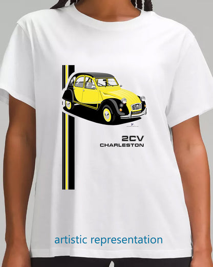 Citroen 2CV Charleston Black & Yellow Art T Shirt