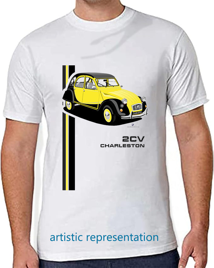 Citroen 2CV Charleston Black & Yellow Art T Shirt