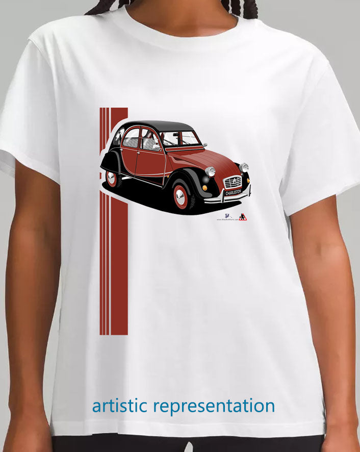 Citroen 2CV Charleston Burgundy Art T Shirt