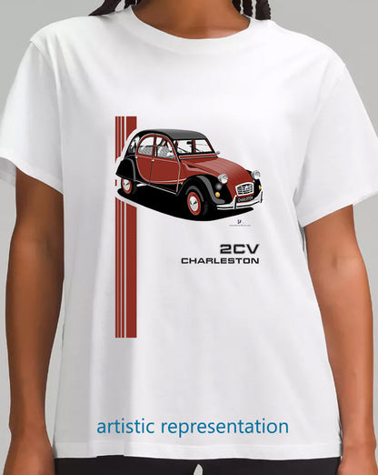 Citroen 2CV Charleston Burgundy & Black Art T Shirt