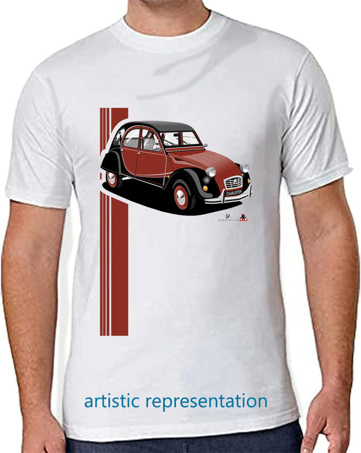 Citroen 2CV Charleston Burgundy Art T Shirt