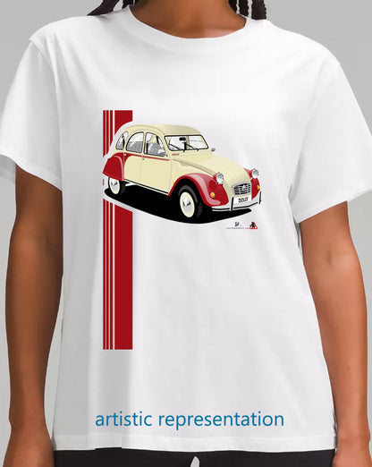 Citroen 2CV Dolly Red & Cream Art T Shirt