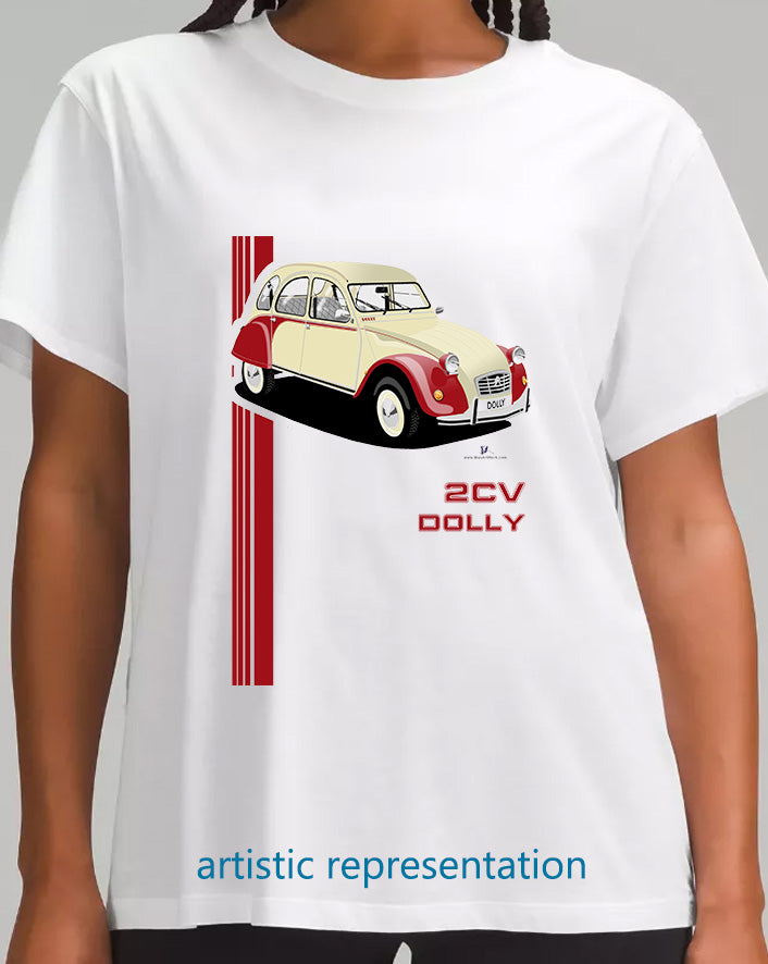Citroen 2CV Dolly Red & Cream Art T Shirt