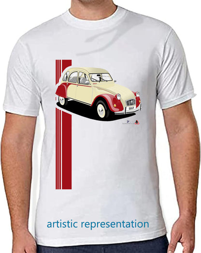 Citroen 2CV Dolly Red & Cream Art T Shirt