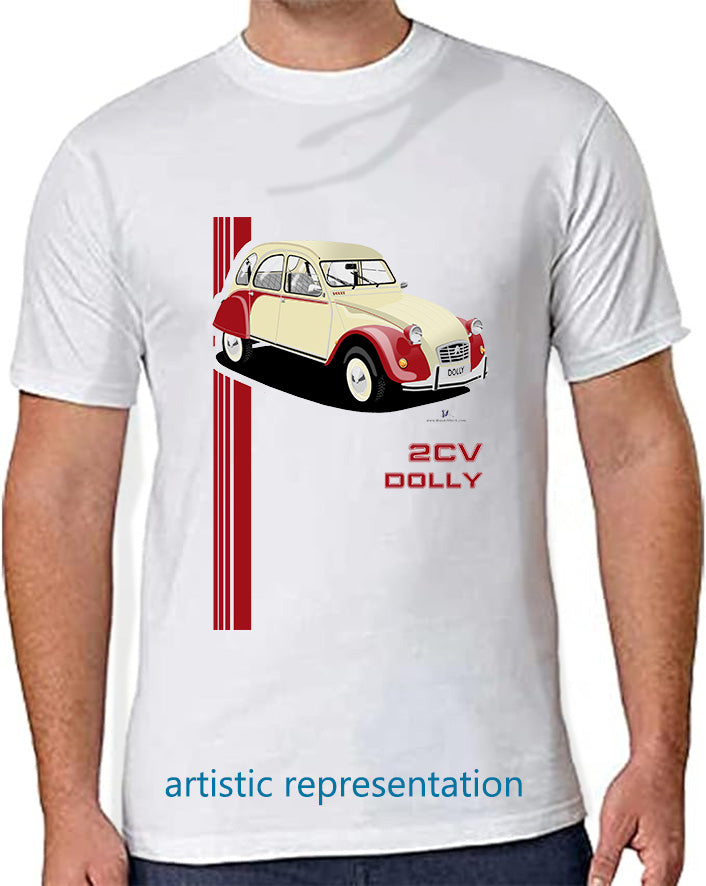 Citroen 2CV Dolly Red & Cream Art T Shirt