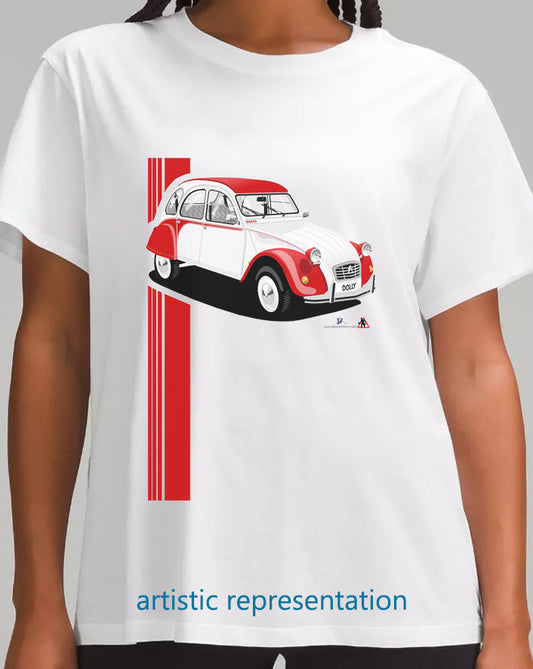 Citroen 2CV Dolly Red & White Art T Shirt