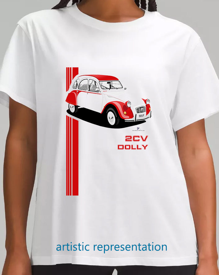 Citroen 2CV Dolly Red & White Art T Shirt