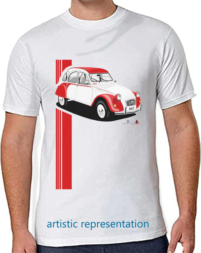 Citroen 2CV Dolly Red & White Art T Shirt