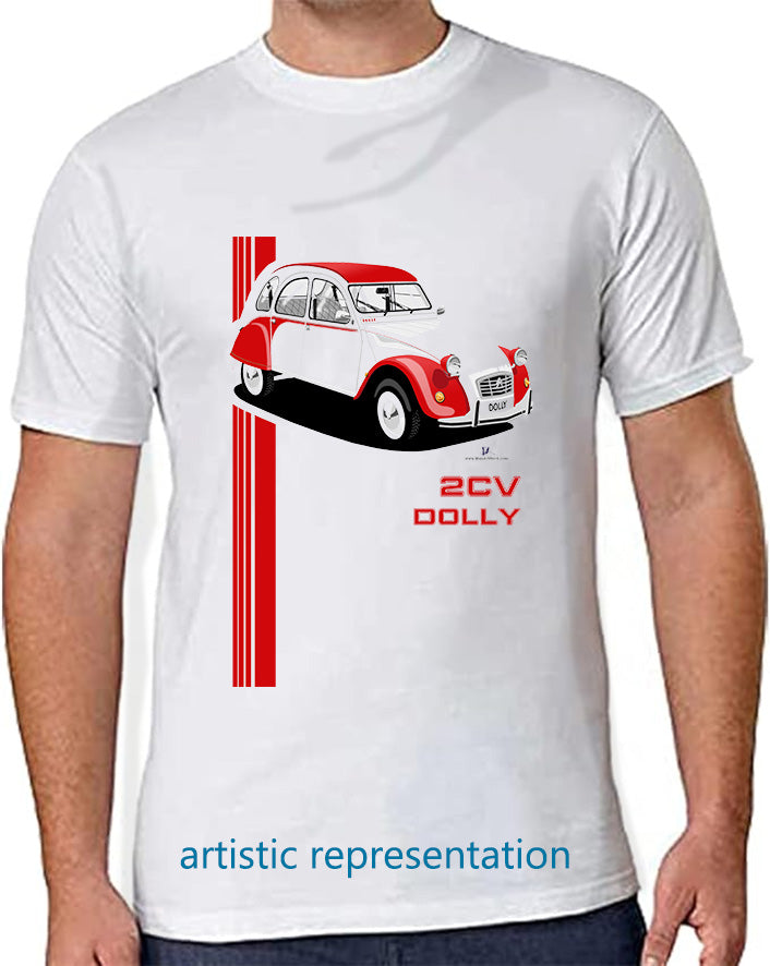 Citroen 2CV Dolly Red & White Art T Shirt