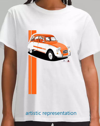 Citroen 2CV Spot Orange Roof Art T Shirt